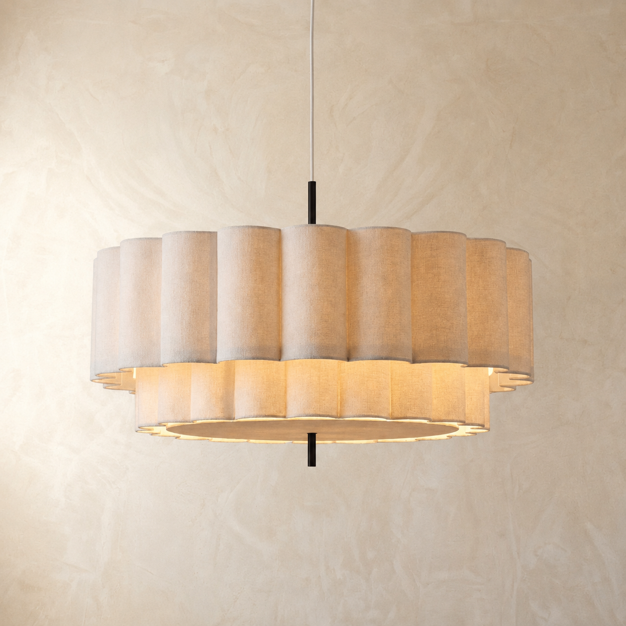 Japanese Natural Fabric Wabi Sabi Pendant Light