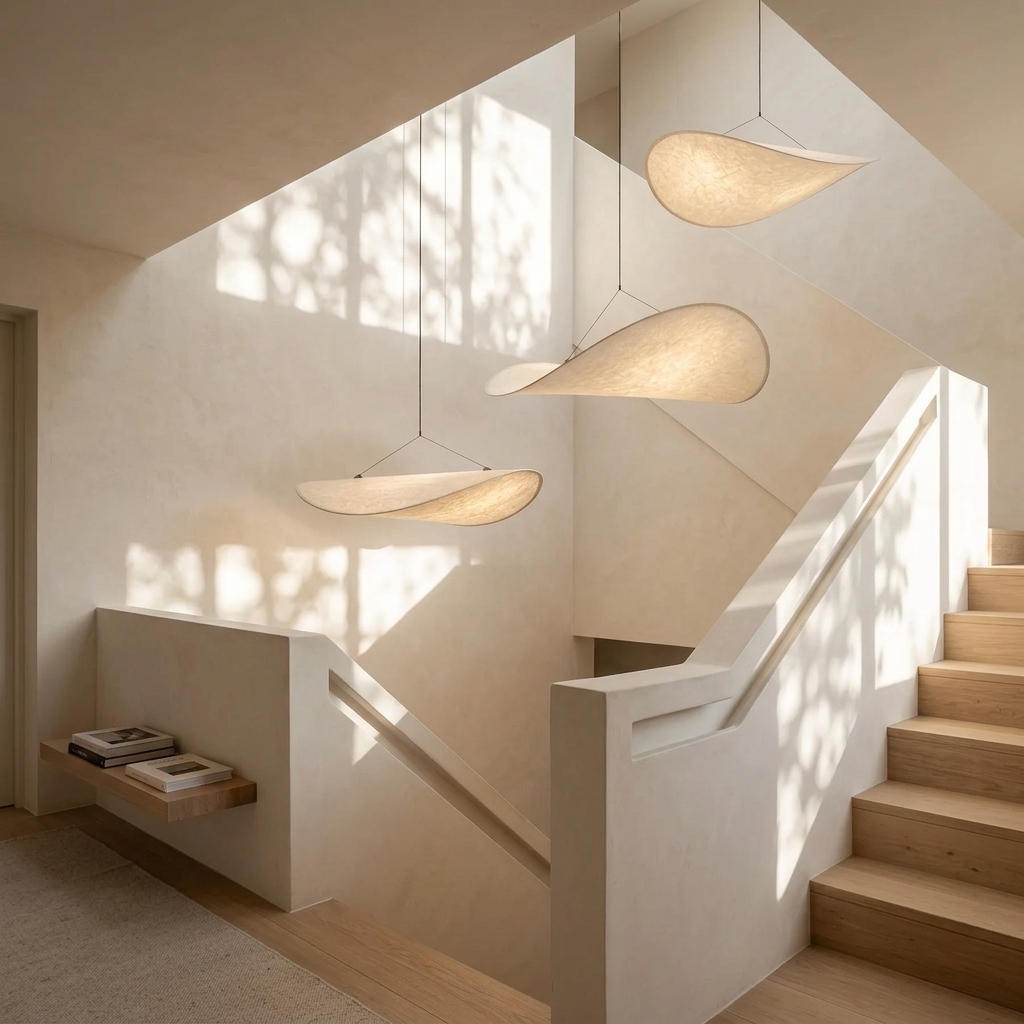 Japanese Silk Chip Pendant Light