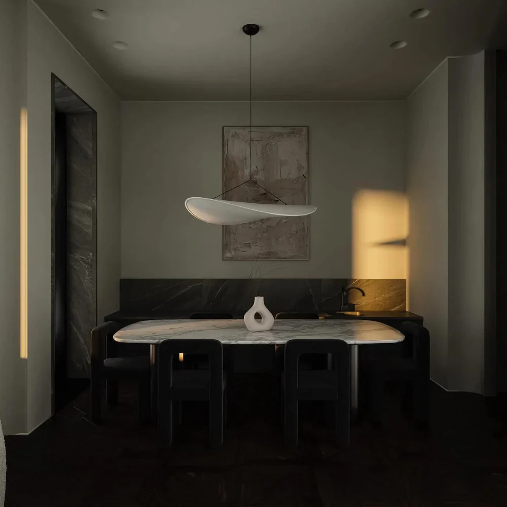Japanese Silk Chip Pendant Light