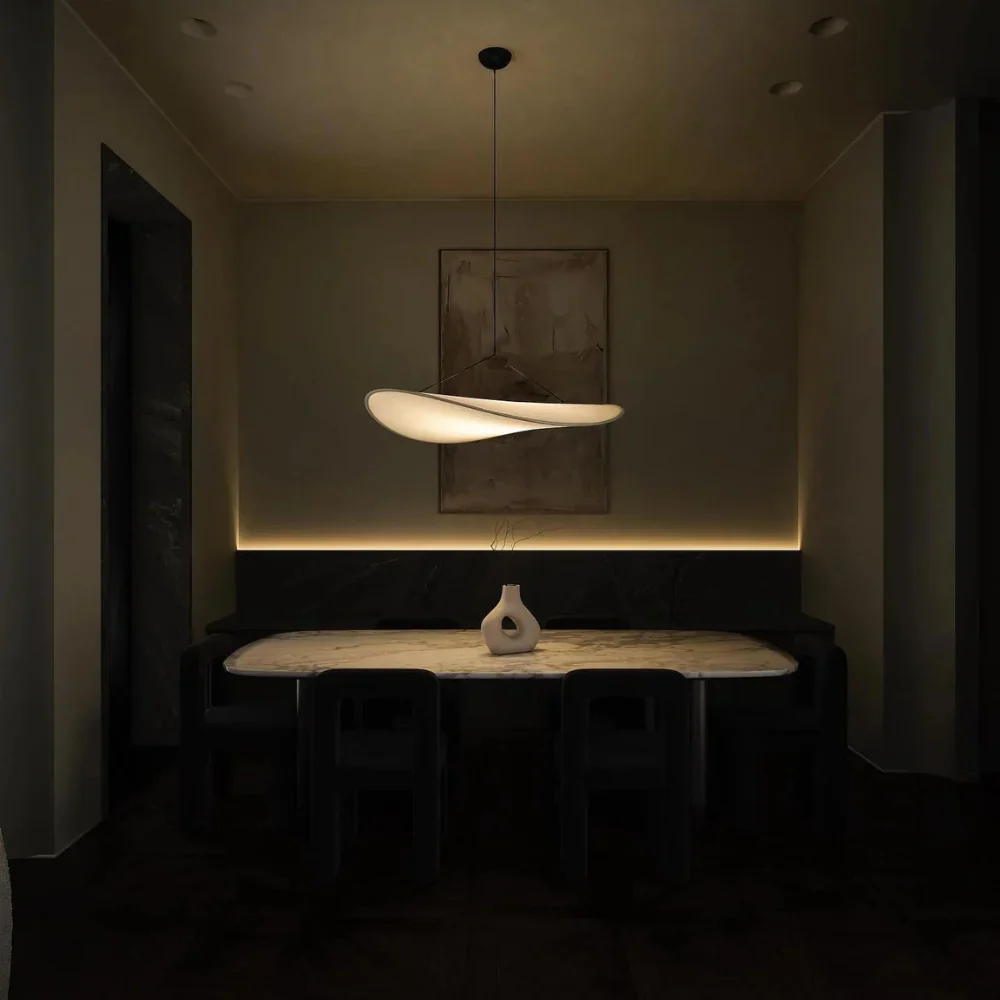 Japanese Silk Chip Pendant Light