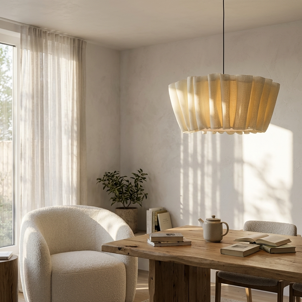 Japanese Vintage Handmade Fabric Pendant Light