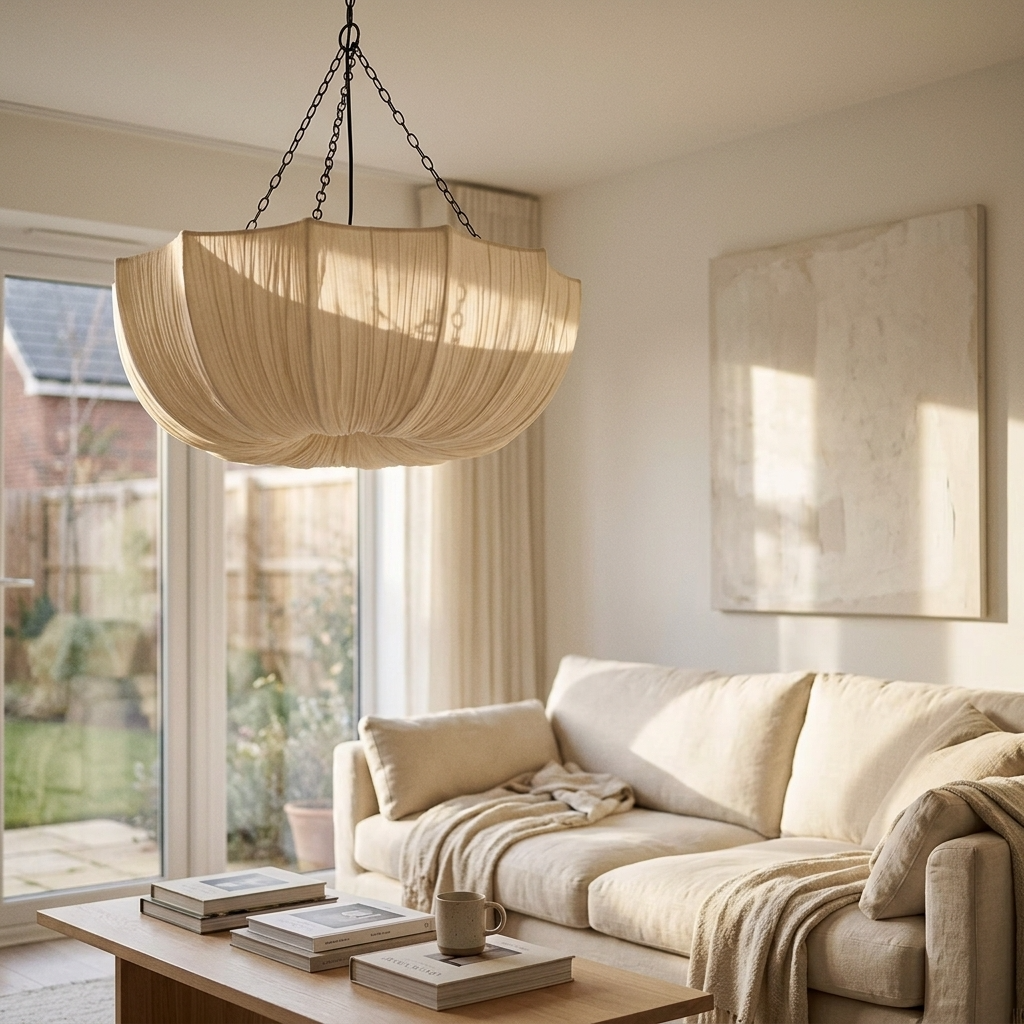 Japanese Wabi Sabi U Shape Fabric Pendant Light