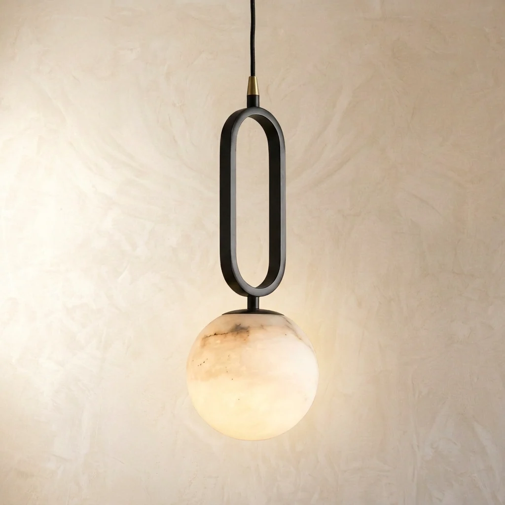 Natural Alabaster Ball Pendant Light