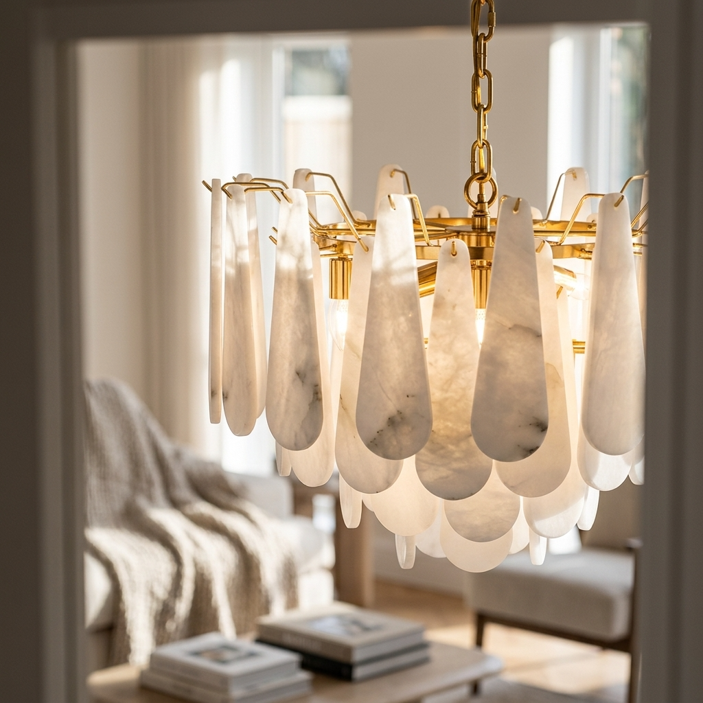 Natural Alabaster Cascade Chandelier
