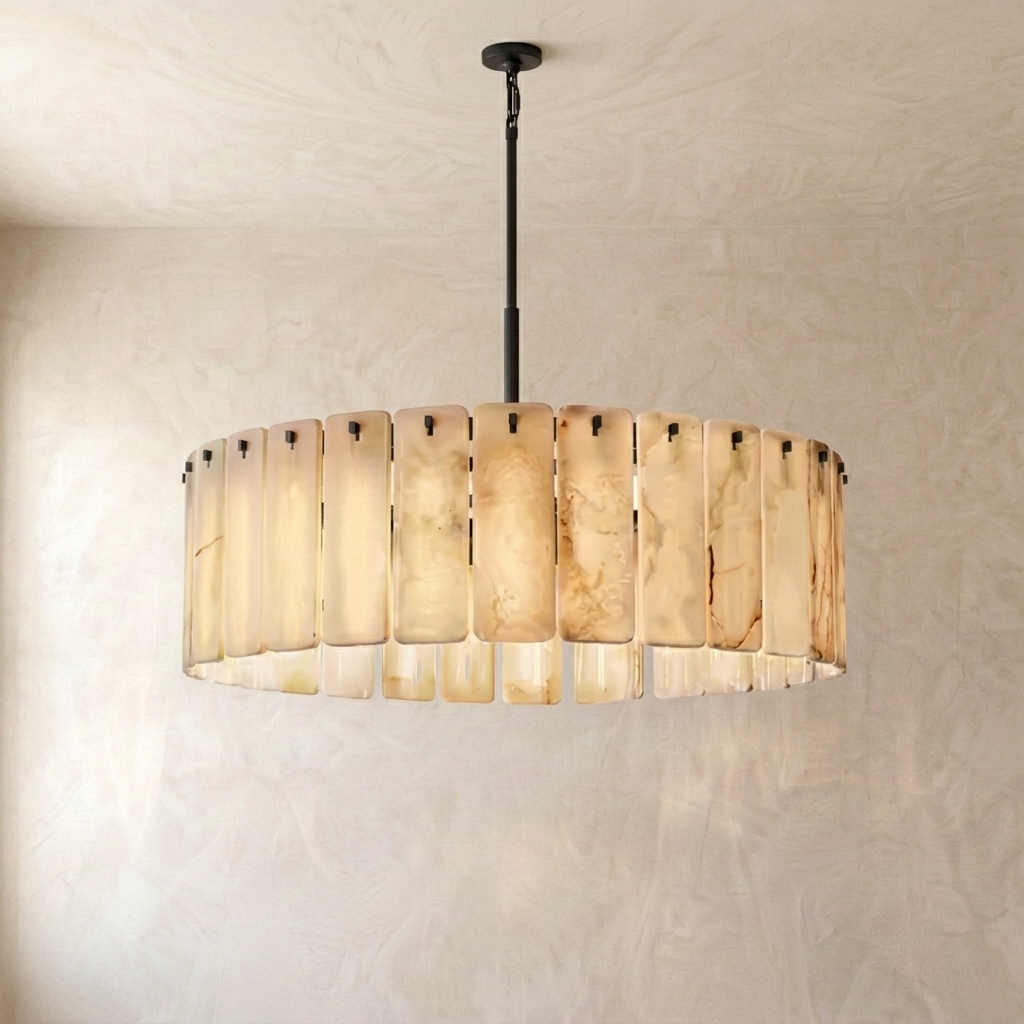 Natural Alabaster Column Chandelier