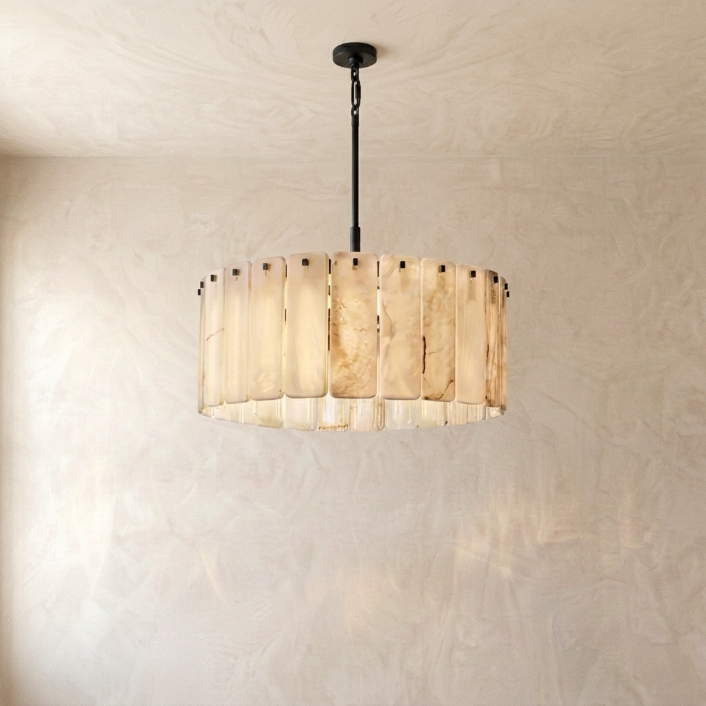 Natural Alabaster Column Chandelier