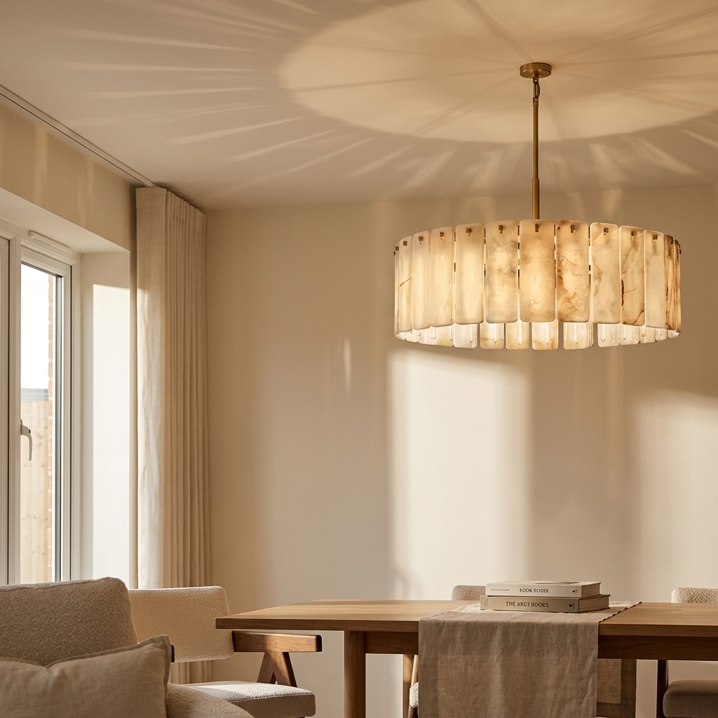 Natural Alabaster Column Chandelier