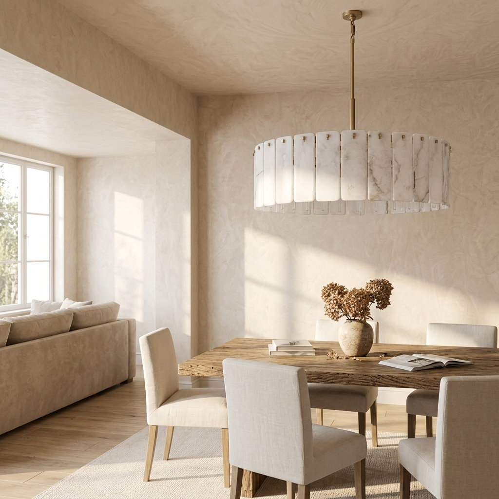 Natural Alabaster Column Chandelier