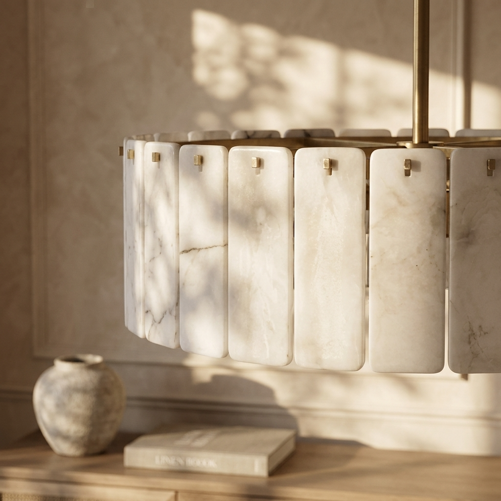 Natural Alabaster Column Chandelier