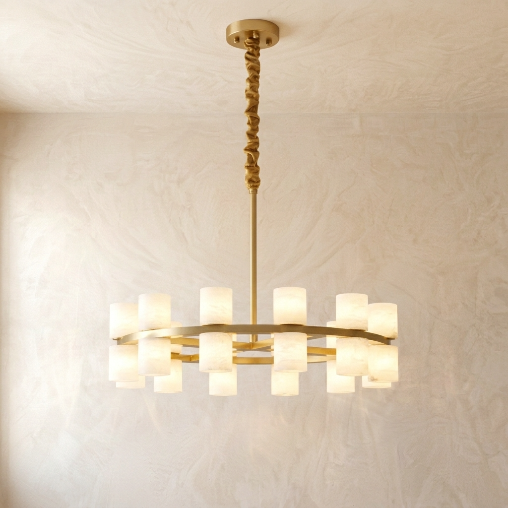 Natural Alabaster Crown Chandelier