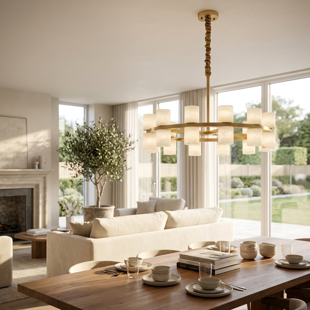 Natural Alabaster Crown Chandelier