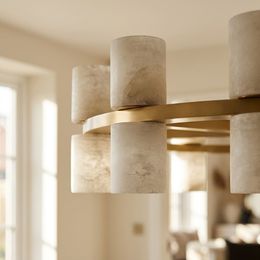 Natural Alabaster Crown Chandelier
