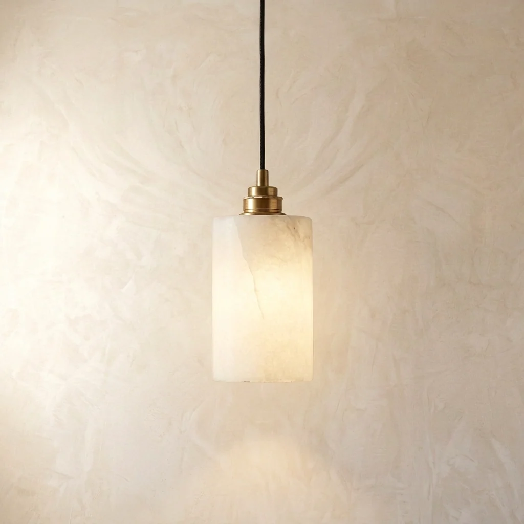 Natural Alabaster Cylinder Pendant Light