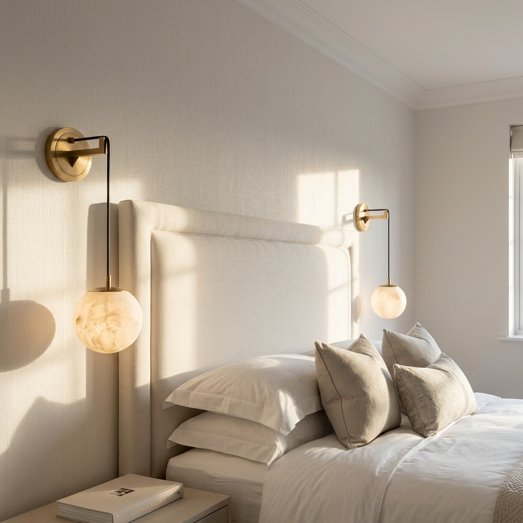 Natural Alabaster Drop Globe Wall Light