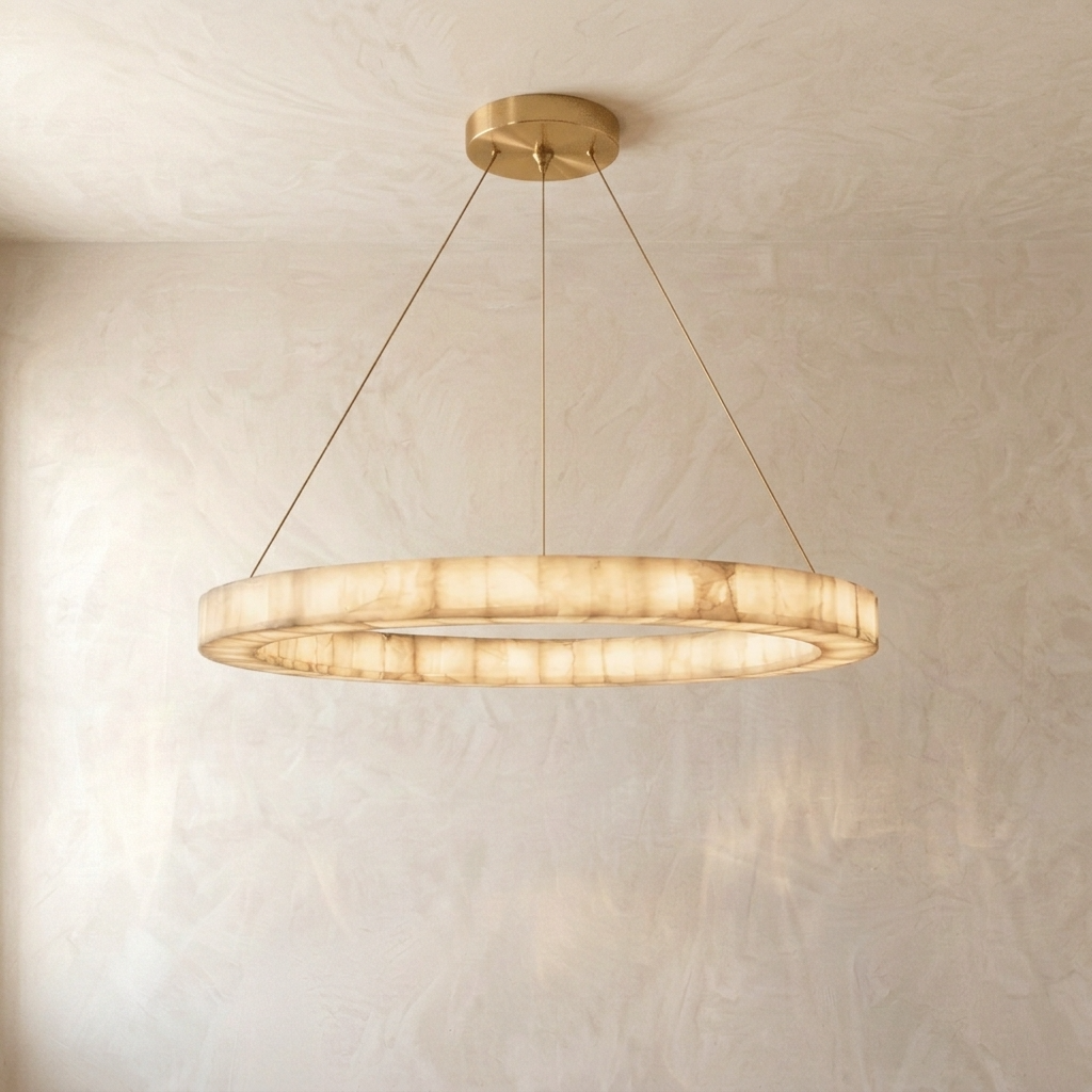 Natural Alabaster Eclipse Chandelier