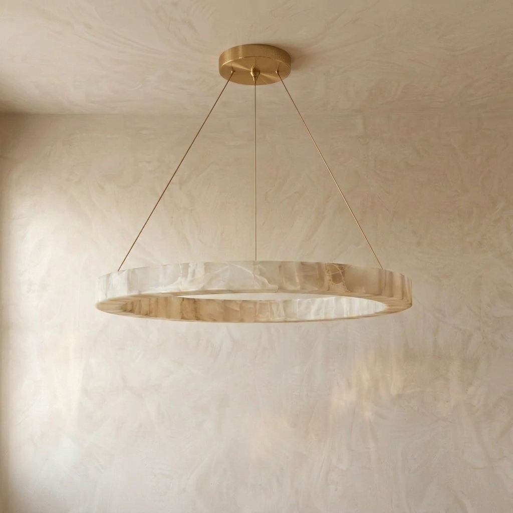 Natural Alabaster Eclipse Chandelier
