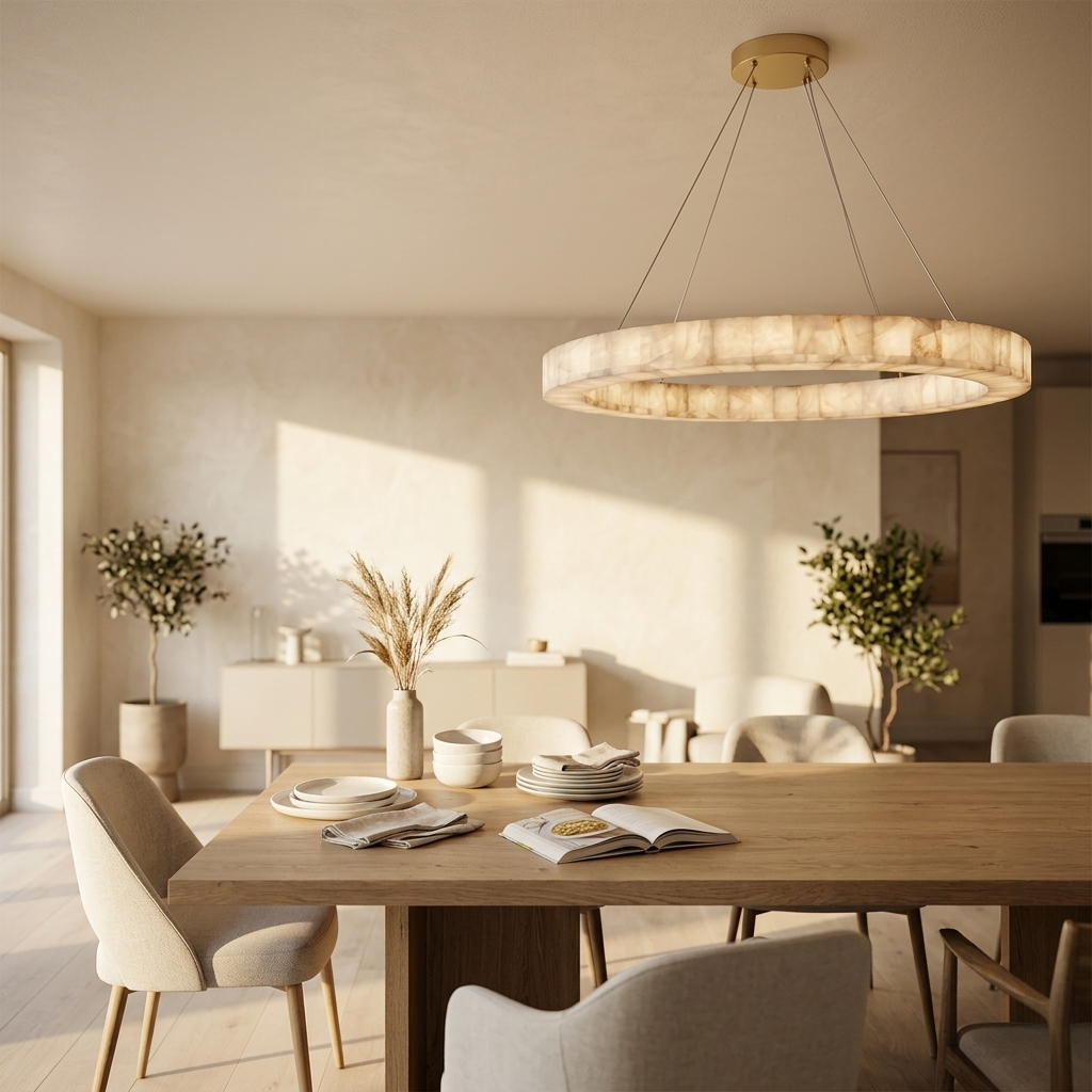 Natural Alabaster Eclipse Chandelier