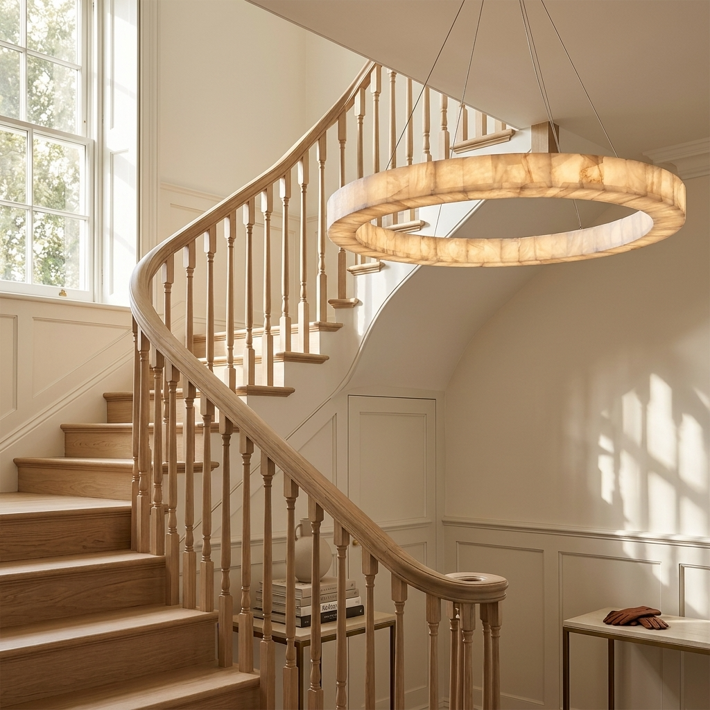 Natural Alabaster Eclipse Chandelier