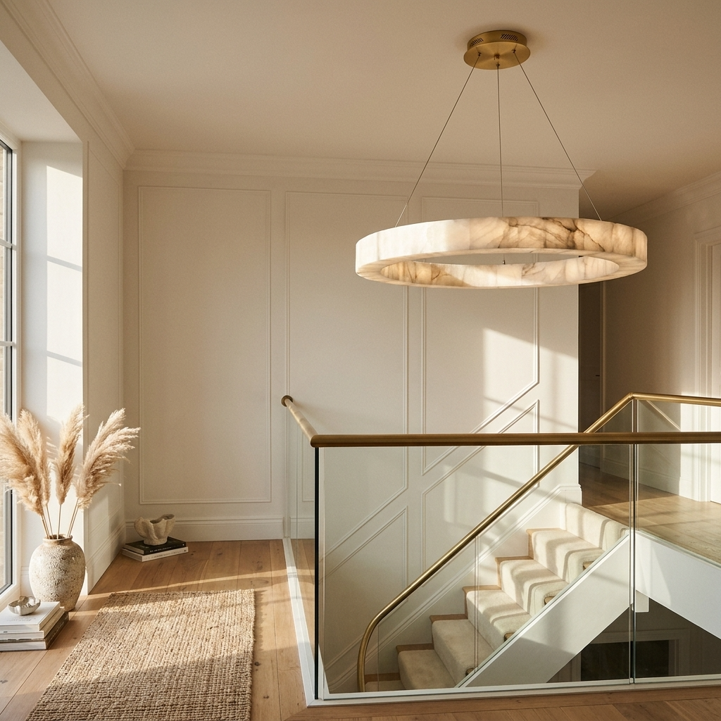 Natural Alabaster Eclipse Chandelier
