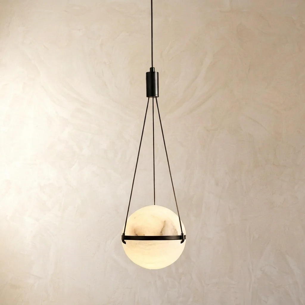 Natural Alabaster Globe Pendant Light