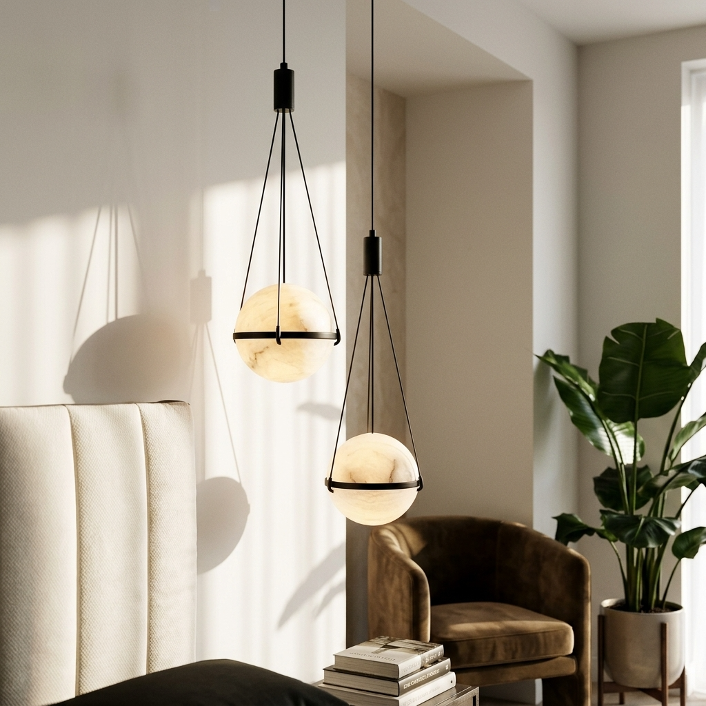 Natural Alabaster Globe Pendant Light