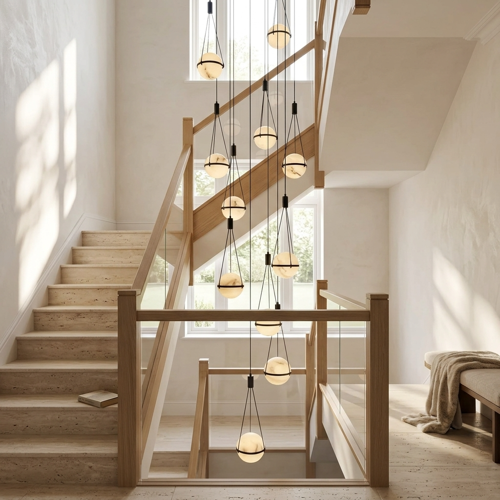 Natural Alabaster Globe Pendant Light