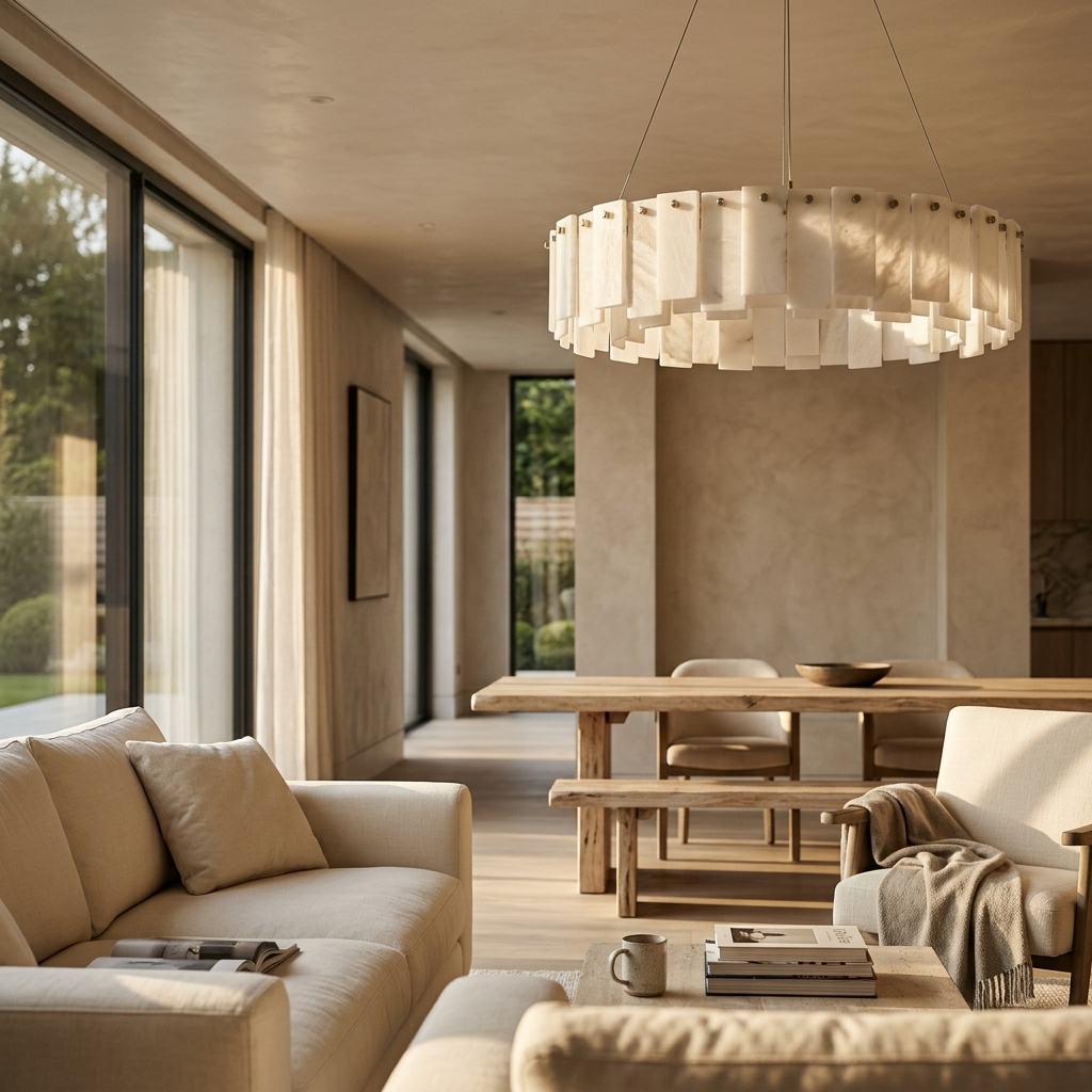 Natural Alabaster Halo Chandelier