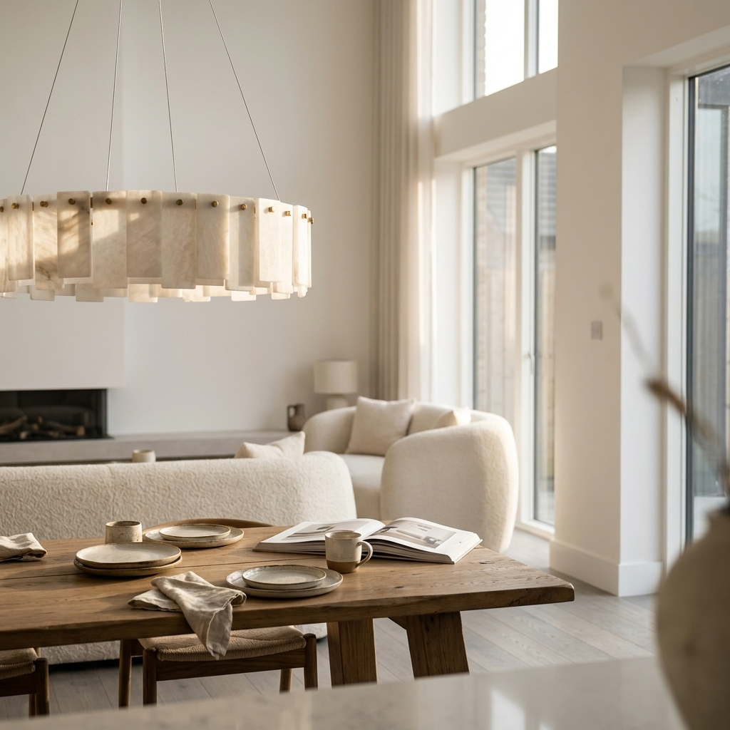 Natural Alabaster Halo Chandelier