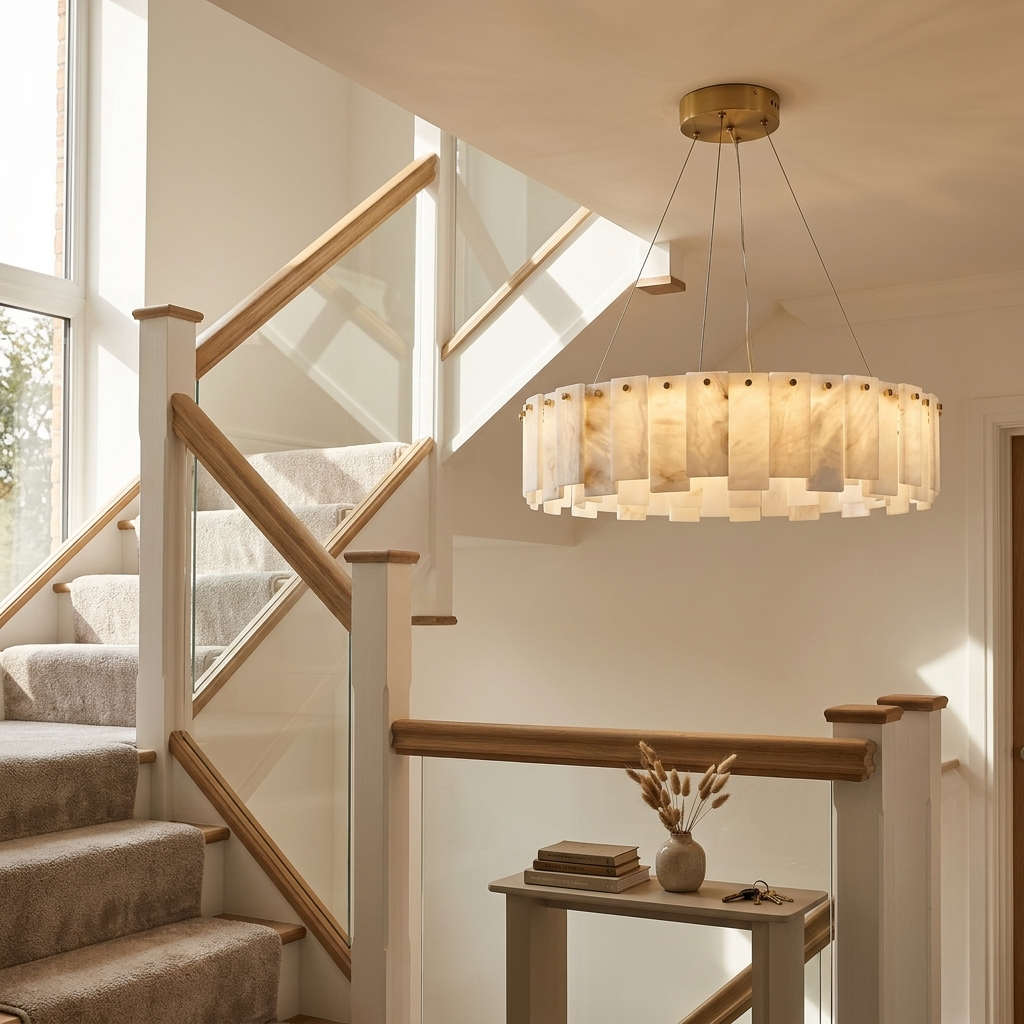 Natural Alabaster Halo Chandelier