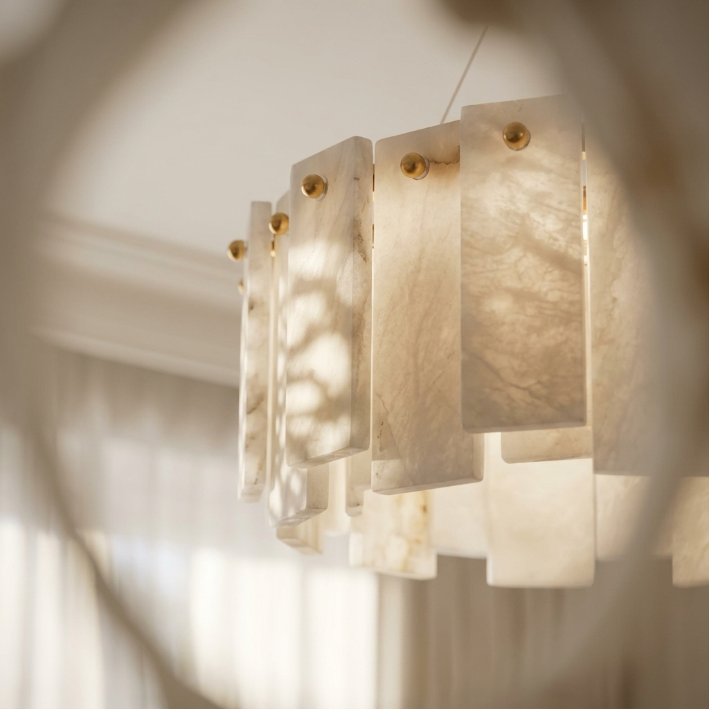 Natural Alabaster Halo Chandelier