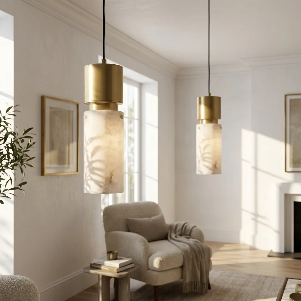 Natural Alabaster Lantern Pendant Light