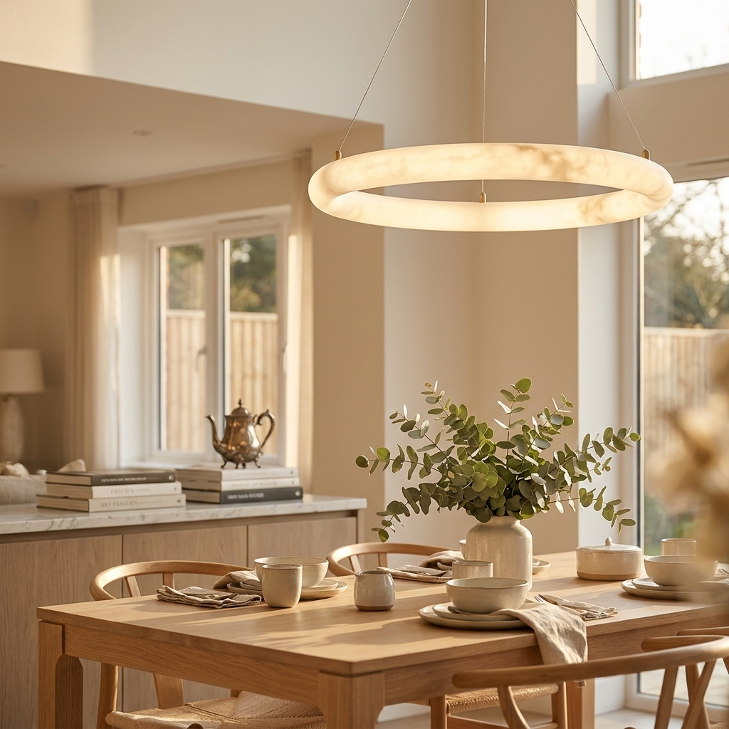 Natural Alabaster Orbit Chandelier