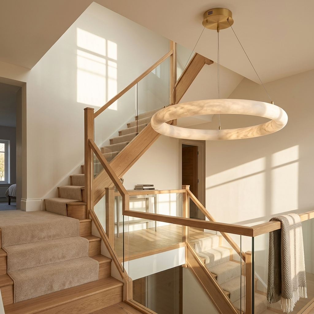 Natural Alabaster Orbit Chandelier