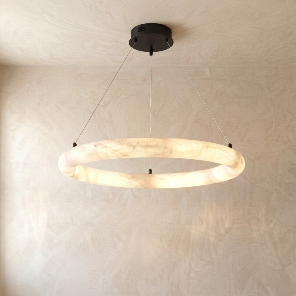 Natural Alabaster Orbit Chandelier
