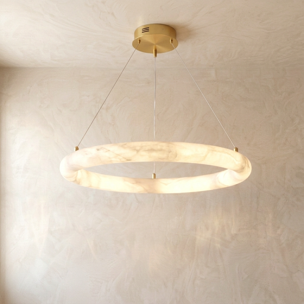 Natural Alabaster Orbit Chandelier