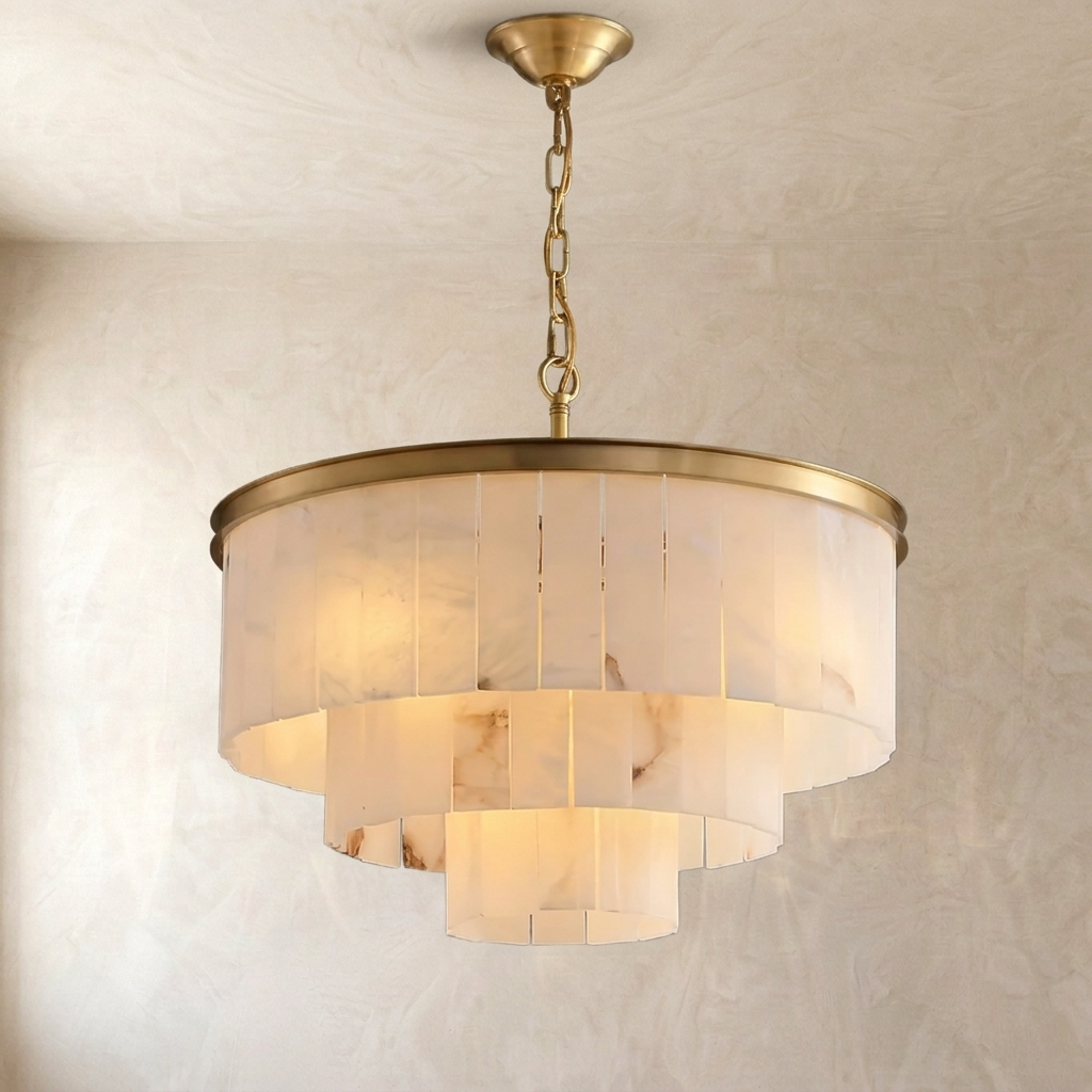 Natural Alabaster Tiered Chandelier