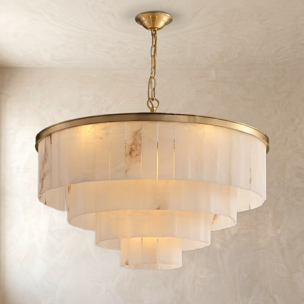 Natural Alabaster Tiered Chandelier