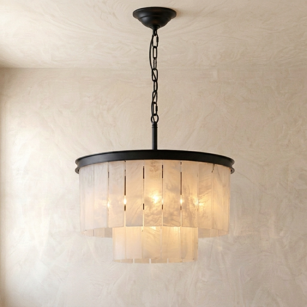 Natural Alabaster Tiered Chandelier