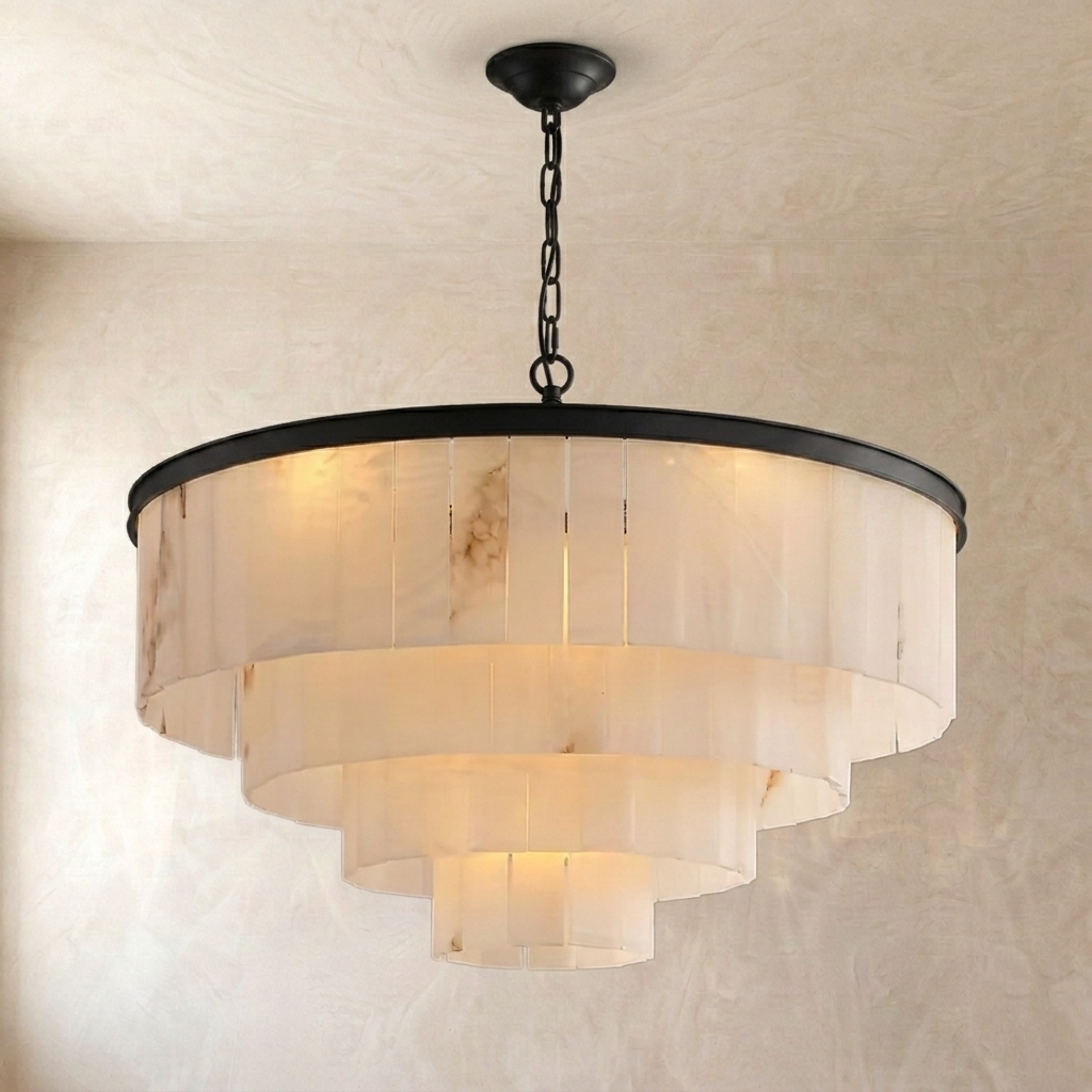 Natural Alabaster Tiered Chandelier